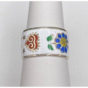 SIAM floral enamel 925 ring